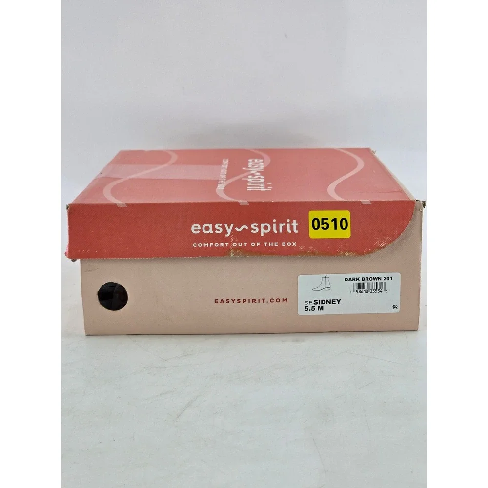 Easy Spirit Sidney Ankle Boots Women 5.5 Dark Brown Leather Square Toe - New